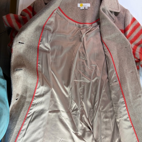 Boden Tan and Orange Striped Wool Coat 3-button size US 10 - Picture 8 of 12
